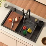 30” x 18” x 9” Waterfall Kitchen Sink |Honeycomb Embossed Sink with Nano Coating, 304 Grade Stainless Steel with Cup washer and Drain Baskets,