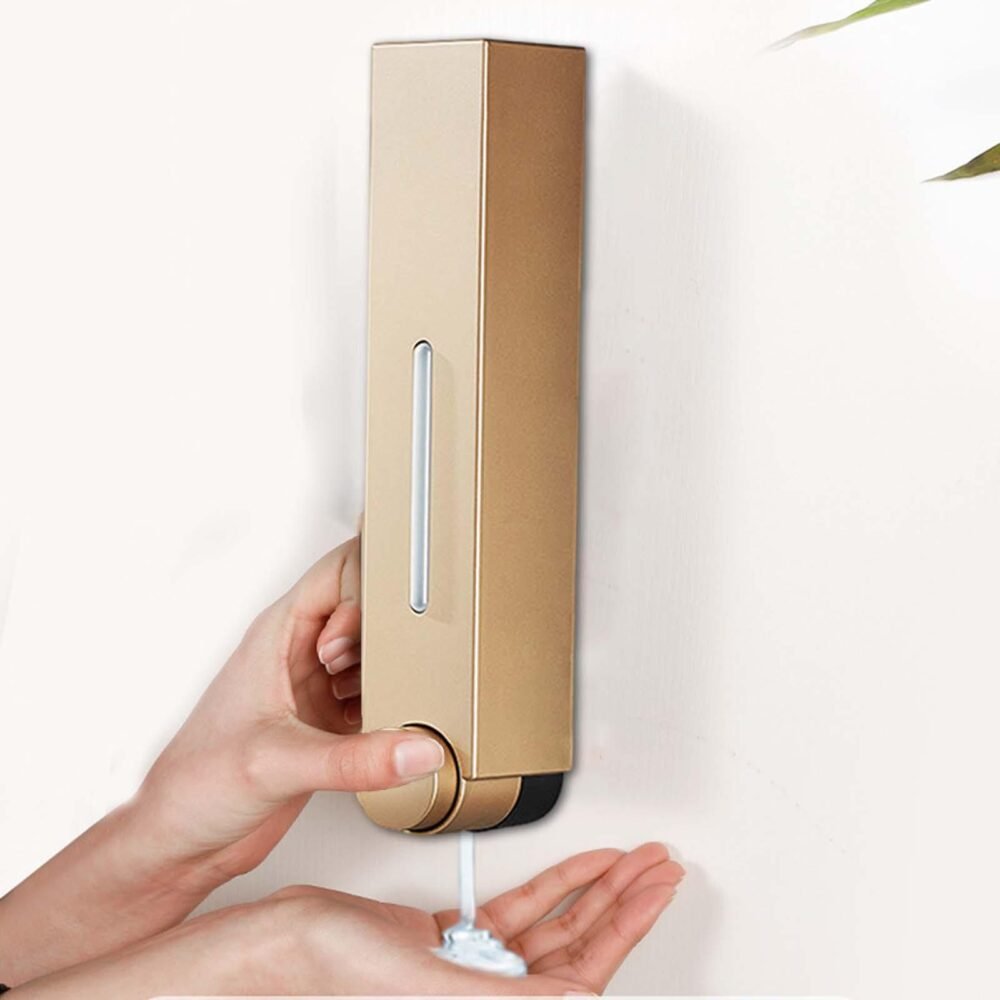 Manual Dish Soap Dispenser Wall Mounted Refillable Sturdy Convenient Lotion Container for Home, Bathroom, Kitchen, Restaurant, Single Head (gold) 400 ml - Image 3