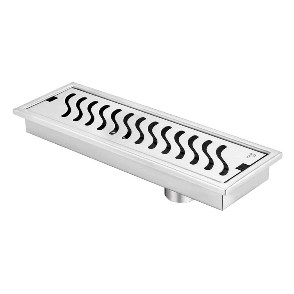 Vertical Shower Drain Channel | 16× 4 Inches | 304 Stainless Steel Shower Water Drain Channel | Floor Drain Jali with Collar | Side Hole - 16"