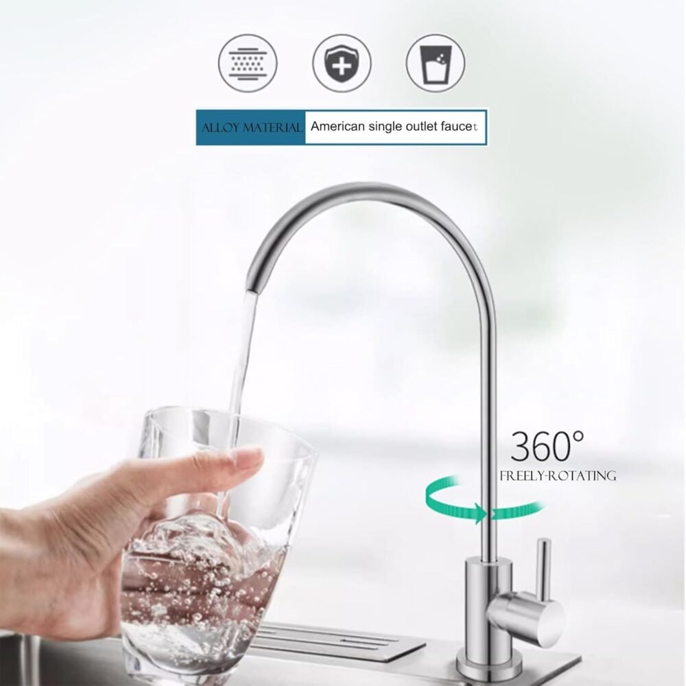 Water Filter Faucet, Drinking Water Faucet Fits Most Reverse Osmosis and Water Filtration System for Kitchen Bar Sink in Non-Air Gap SUS304 Stainless Steel Modern Brushed Nickel Lead-Free - Image 3