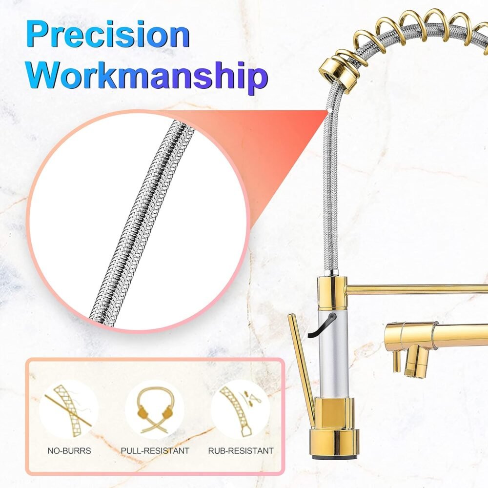 Kitchen Taps Sink Mixer Tap Brass 360 Degree Rotating Faucet hot and Cold Gold Kitchen Sink Faucet countertop Installation Dual Handle Pull, Style 4 - Image 4