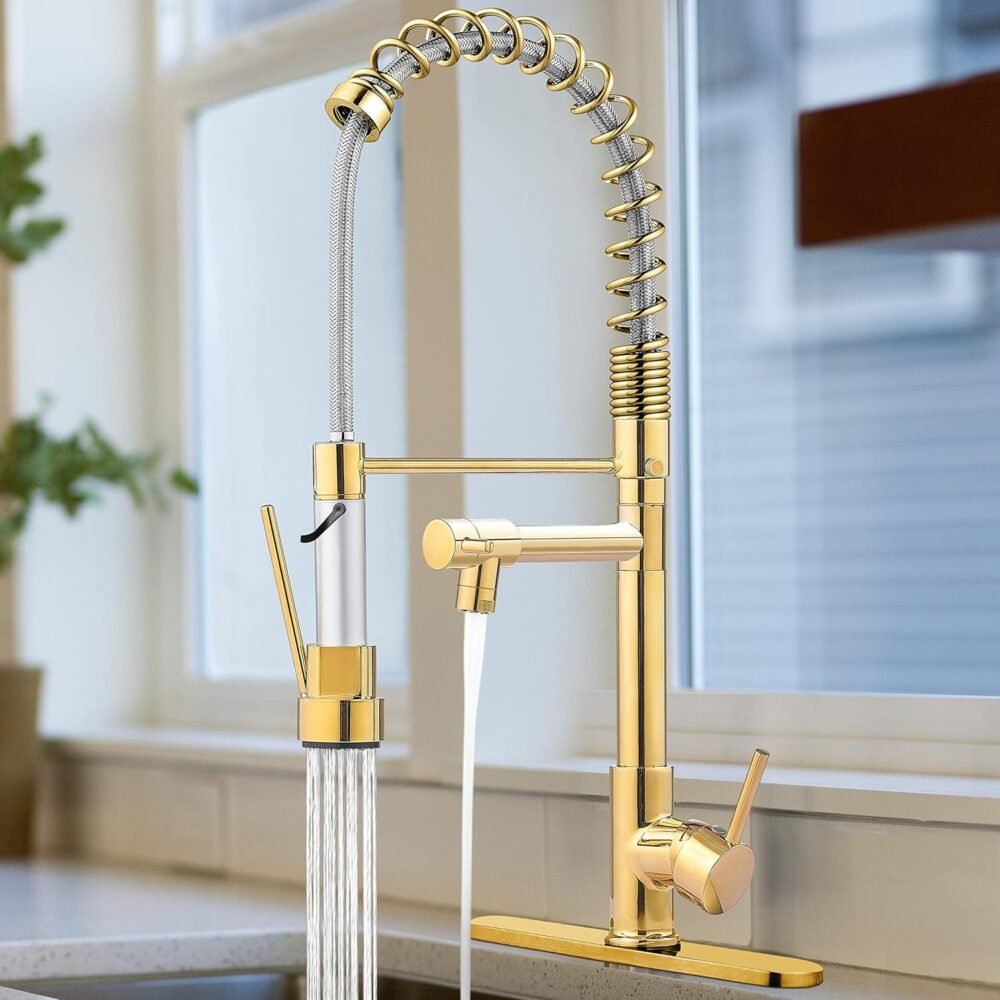Kitchen Taps Sink Mixer Tap Brass 360 Degree Rotating Faucet hot and Cold Gold Kitchen Sink Faucet countertop Installation Dual Handle Pull, Style 4