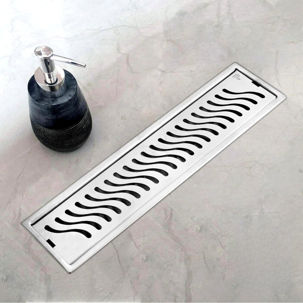 Vertical Shower Drain Channel | 16× 4 Inches | 304 Stainless Steel Shower Water Drain Channel | Floor Drain Jali with Collar | Side Hole - Image 3