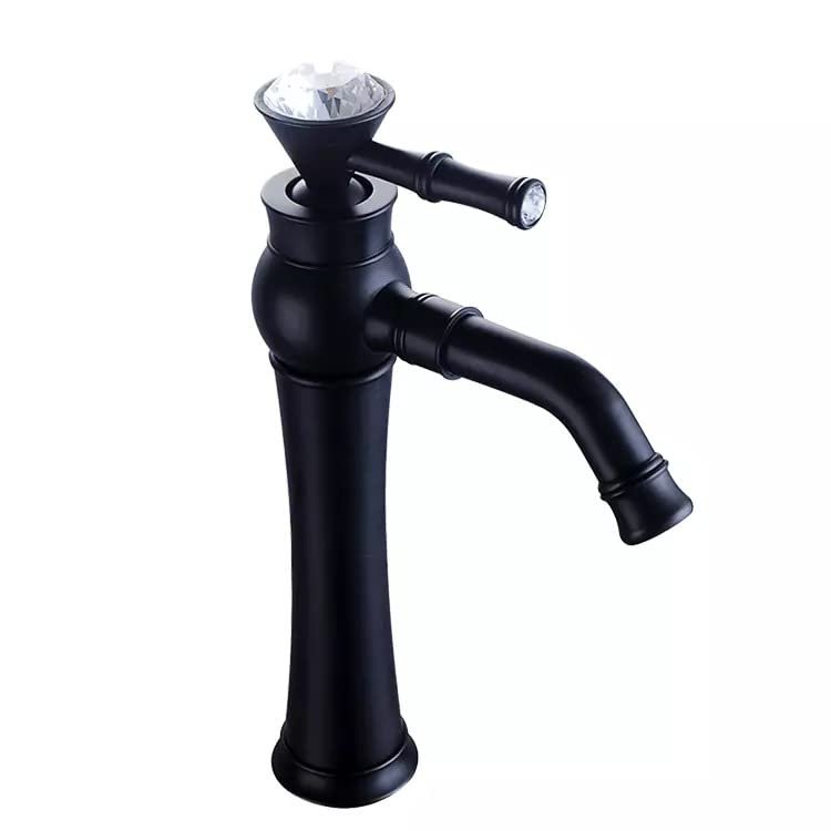 BRASS Single Lever Copper Basin Mixer Table Mounted with 2 Braided Connection Pipes 450 mm Without Pop-up (Black Diamond, 28 cm) - black